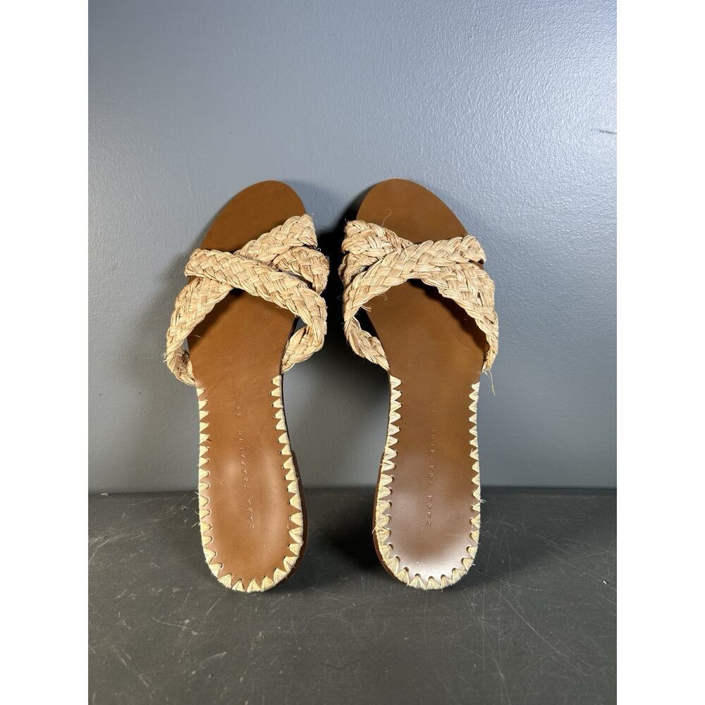 Zara Trafaluc Women's String‎ Flip Flops Brown Women Size 38 - Picture 1 of 3